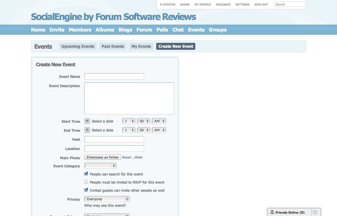 SocialEngine - Create New Event